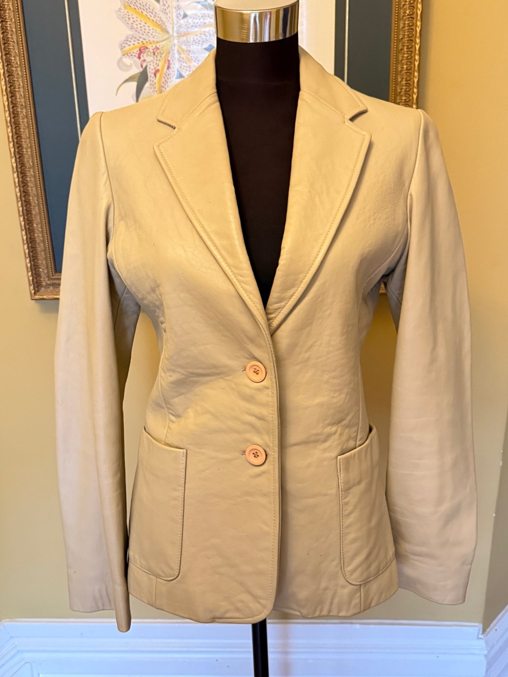 Club Monaco Cream Leather Blazer